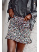 Patterned mini skirt with ruffles, yellow 17236 - Online store - Boutique